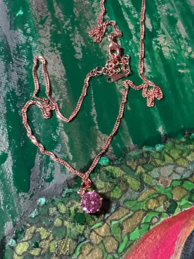 Rose gold pink ice necklace